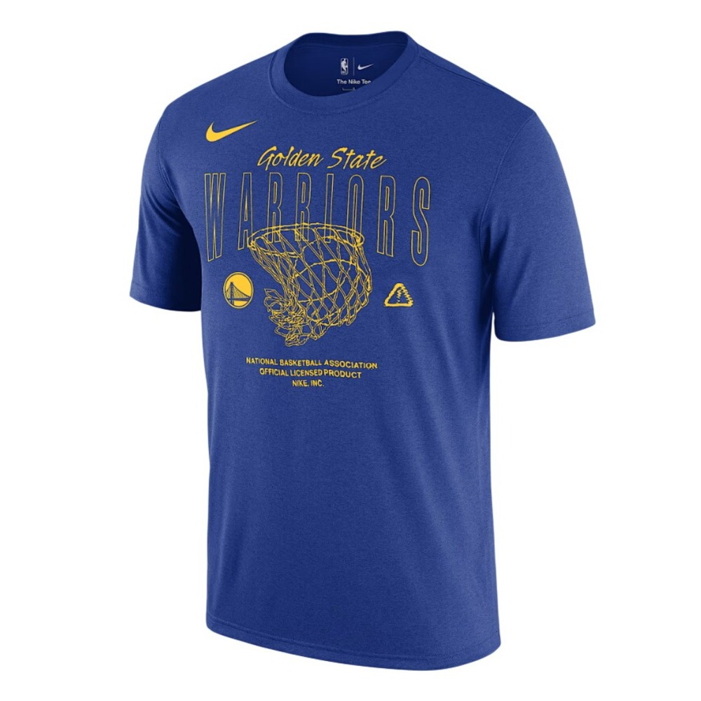 Nike Mens Golden State Warriors Courtside Max90 NBA T-Shirt Blue Yellow XXL
